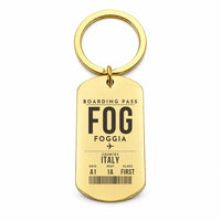 Thumbnail for Foggia 'Gino Lisa' Airport FOG - Key Chain - Boarding Pass Style - Gold