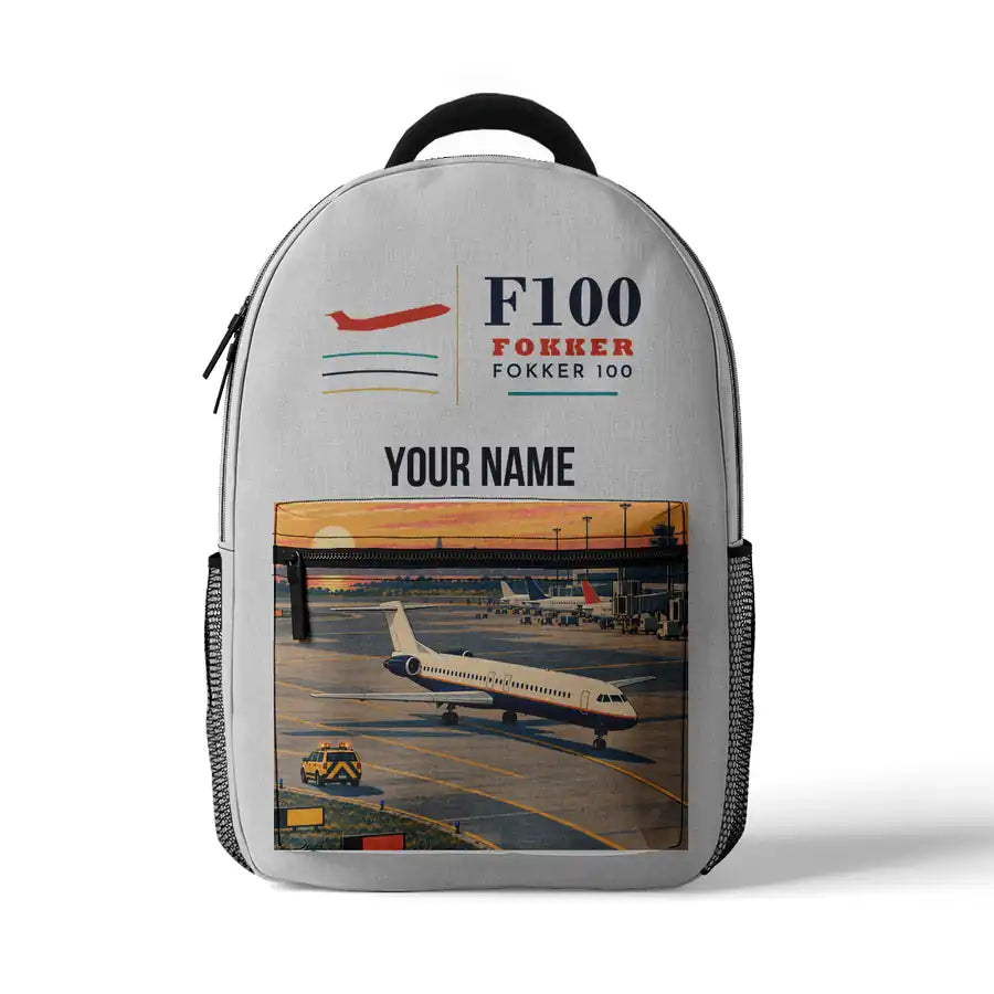 Fokker 100 - 3D Backpack - White + Name