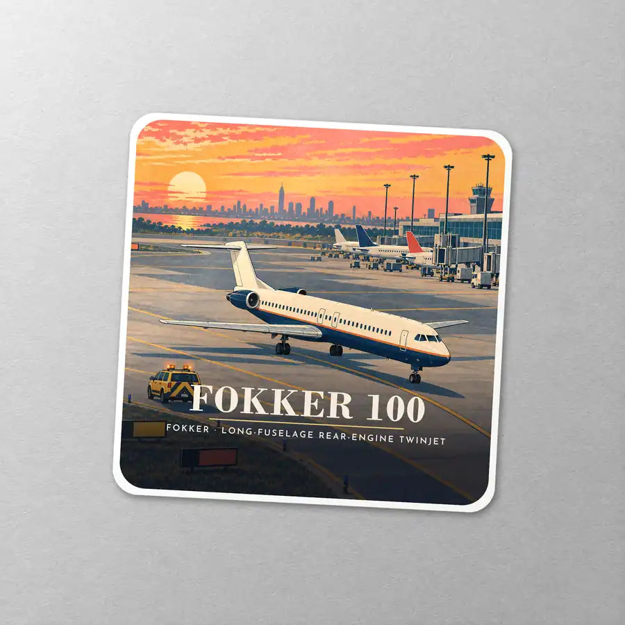 Fokker 100 - 3D - Square Sticker - Close-up