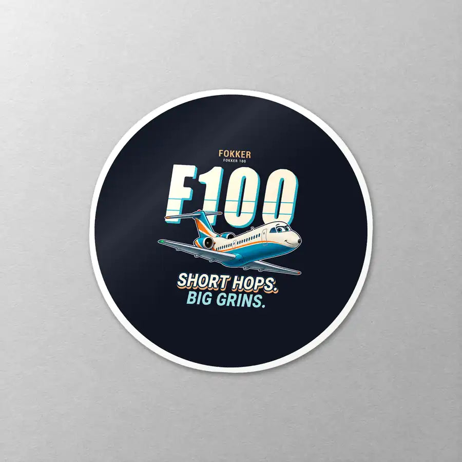 Fokker 100 - Cartoon - Circle Sticker - Close-up