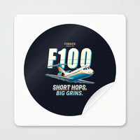 Thumbnail for Fokker 100 - Cartoon - Circle Sticker - Peel