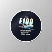 Thumbnail for Fokker 100 - Cartoon + Name - Circle Sticker - Close-up