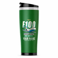 Thumbnail for Fokker 100 - Cartoon + Name - Stainless Steel (No Holder) - Green