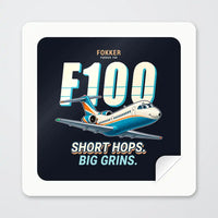 Thumbnail for Fokker 100 - Cartoon - Square Sticker - Peel