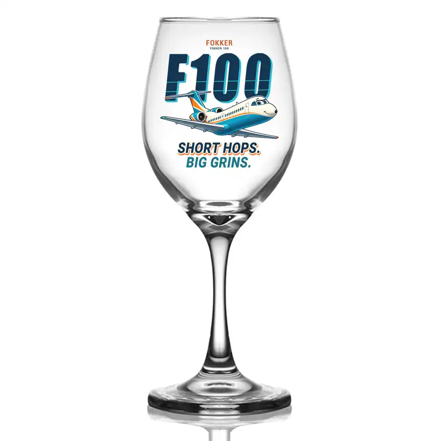 Fokker 100 - Cartoon - Wine Glass