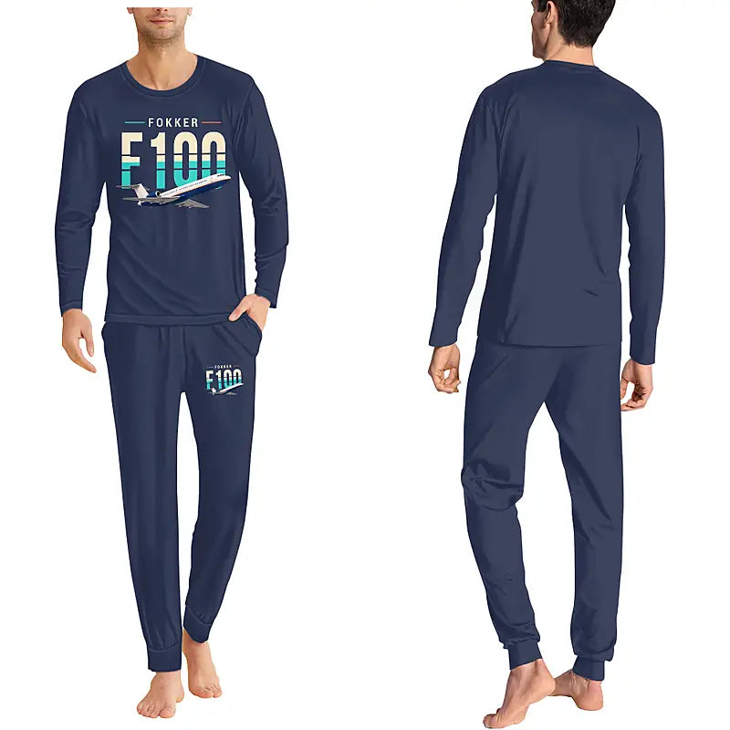 Fokker 100 - Men Pajamas - Original Chest - Navy Blue
