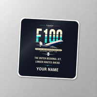 Thumbnail for Fokker 100 - Original + Name - Square Sticker - Close-up