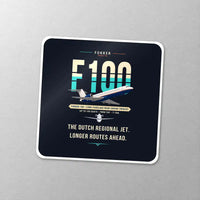 Thumbnail for Fokker 100 - Original - Square Sticker - Close-up
