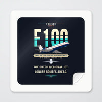 Thumbnail for Fokker 100 - Original - Square Sticker - Peel