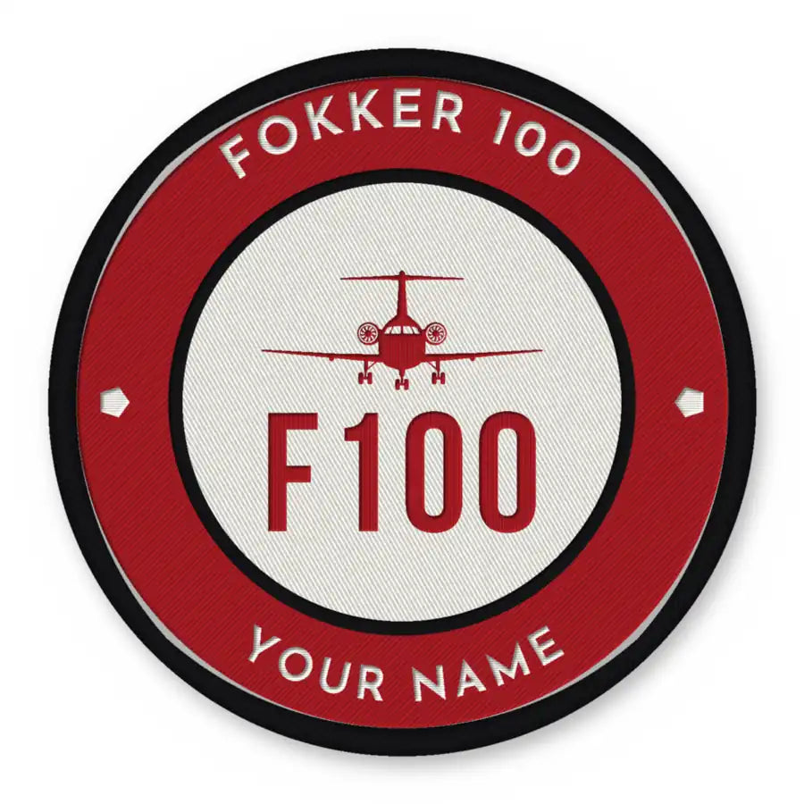 Fokker 100 Patches - Circle + Name - Red White