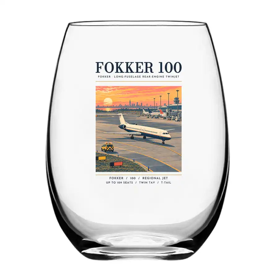 Fokker 100 - Poster - Water & Drink Glass