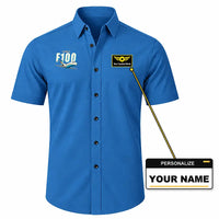 Thumbnail for Fokker 100 - Short Sleeve Shirt - Cartoon - Blue + NAME