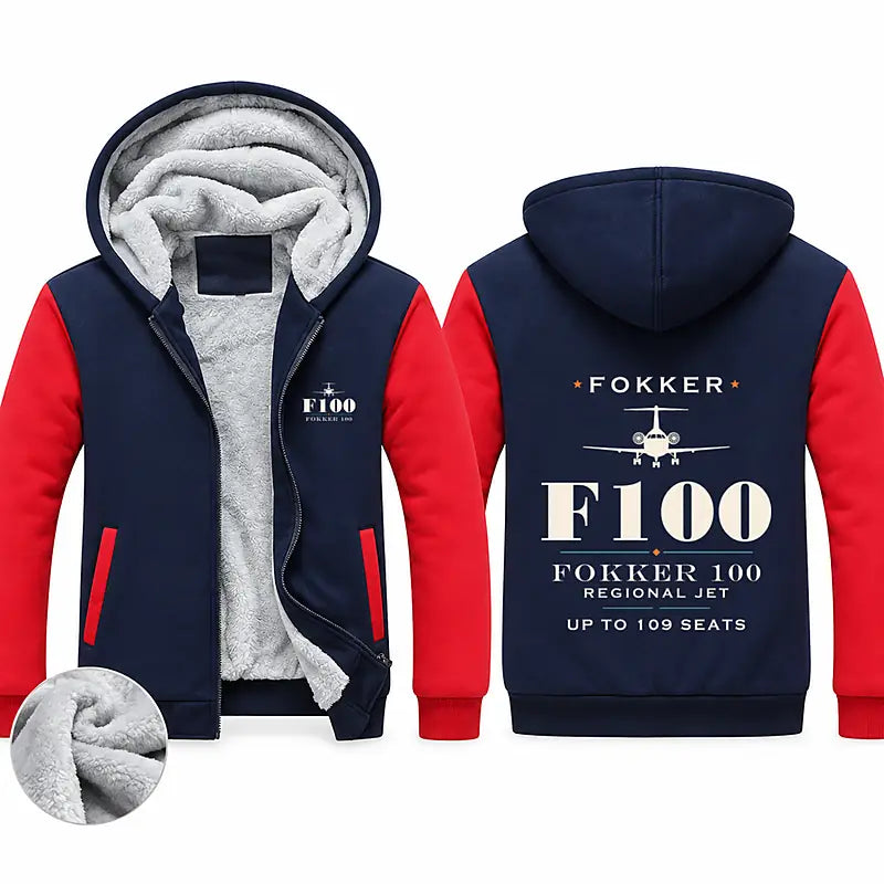 Fokker 100 Zipped Sweatshirts - Heritage - Navy & Red