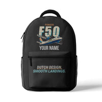 Thumbnail for Fokker 50 - 3D Backpack - Cartoon + Name - Gray