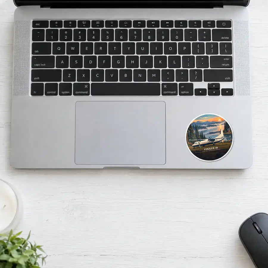 Fokker 50 - 3D - Circle Sticker - Laptop