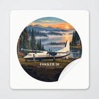 Thumbnail for Fokker 50 - 3D + Name - Circle Sticker - Peel