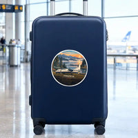 Thumbnail for Fokker 50 - 3D + Name - Circle Sticker - Suitcase