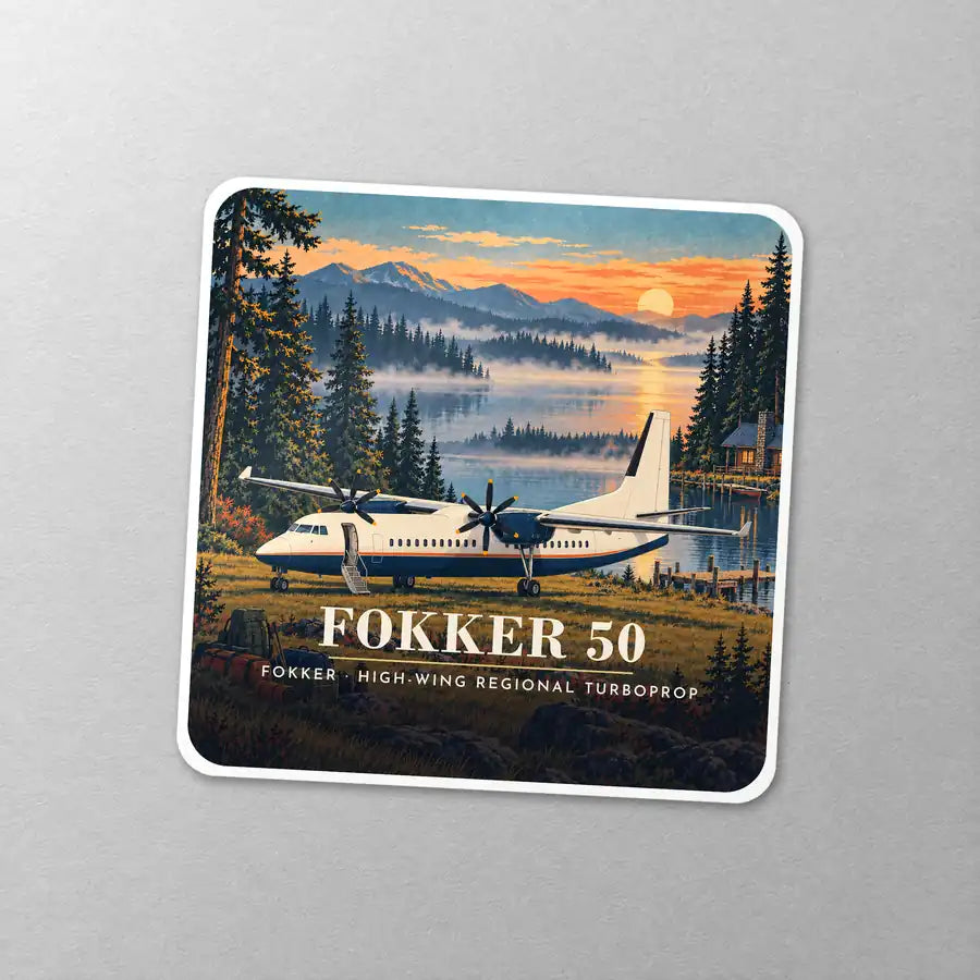 Fokker 50 - 3D - Square Sticker - Close-up