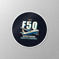 Thumbnail for Fokker 50 - Cartoon - Circle Sticker - Close-up