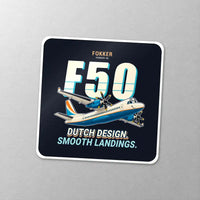 Thumbnail for Fokker 50 - Cartoon - Square Sticker - Close-up