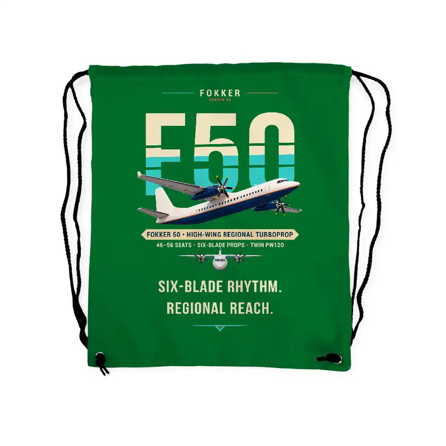 Fokker 50 - Drawstring Bag - Original - Green