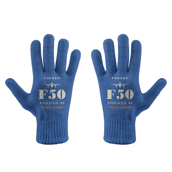 Fokker 50 - Gloves - Full - Heritage + Name - Blue