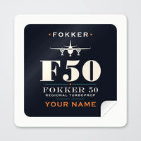 Thumbnail for Fokker 50 - Heritage + Name - Square Sticker - Peel