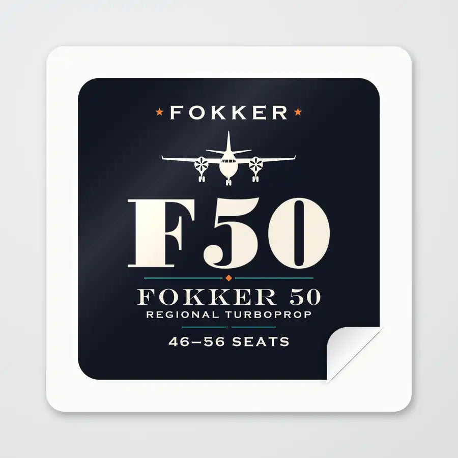 Fokker 50 - Heritage - Square Sticker - Peel