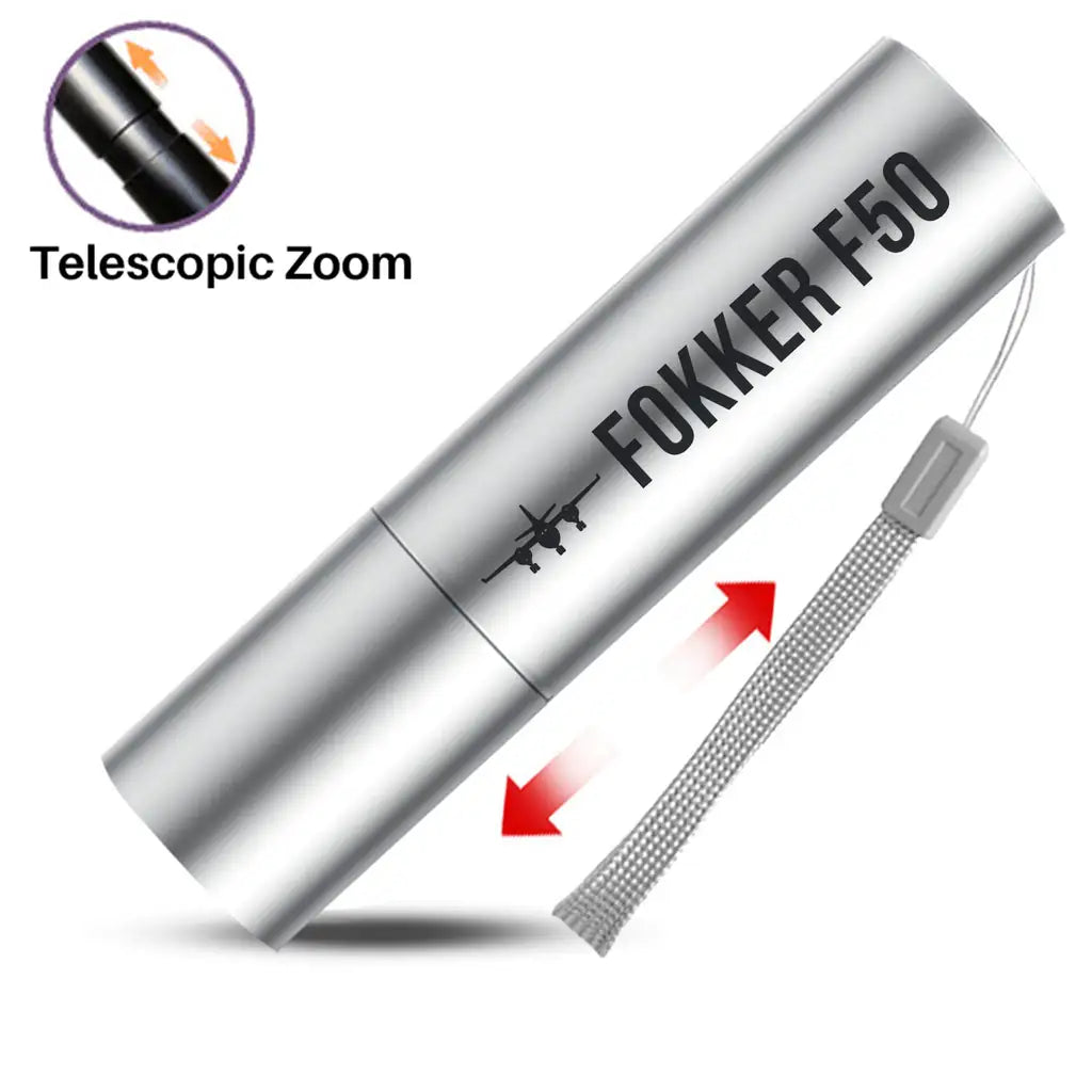 Fokker 50 - Mini LED Flashlight - Heritage - Silver