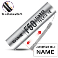 Thumbnail for Fokker 50 - Mini LED Flashlight - Tag - Silver + Name