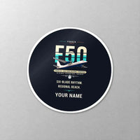 Thumbnail for Fokker 50 - Original + Name - Circle Sticker - Close-up