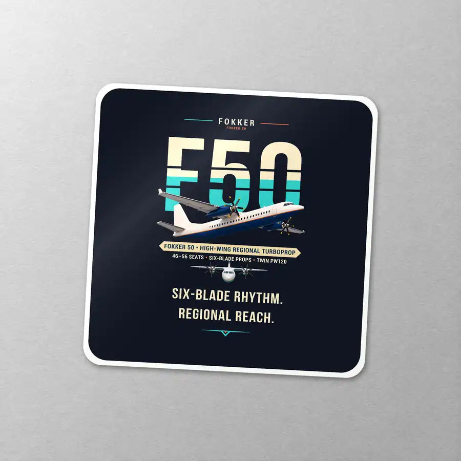 Fokker 50 - Original - Square Sticker - Close-up