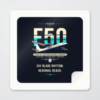 Thumbnail for Fokker 50 - Original - Square Sticker - Peel