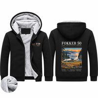 Thumbnail for Fokker 50 Zipped Sweatshirts - Poster - Black