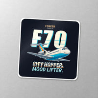 Thumbnail for Fokker 70 - Cartoon - Square Sticker - Close-up