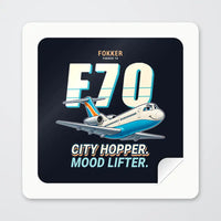 Thumbnail for Fokker 70 - Cartoon - Square Sticker - Peel