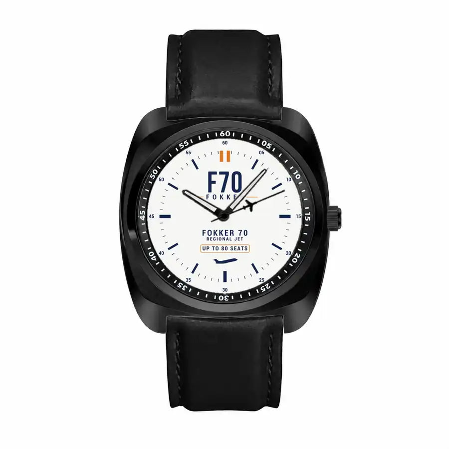 Fokker 70 - Classic - White - Luxury Cushion - Black and Black Strap