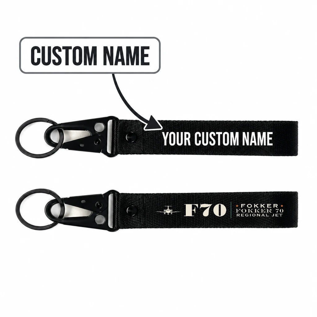 Fokker 70 Hawk-Shaped Key Chains - Black - Heritage - Personalized