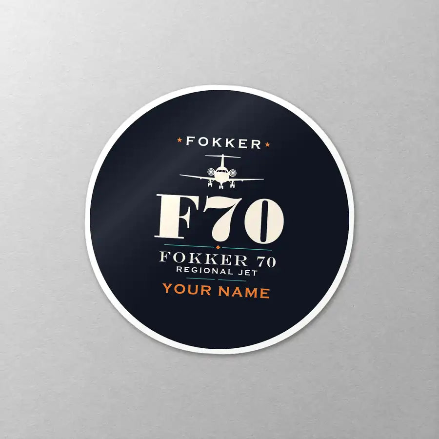 Fokker 70 - Heritage + Name - Circle Sticker - Close-up