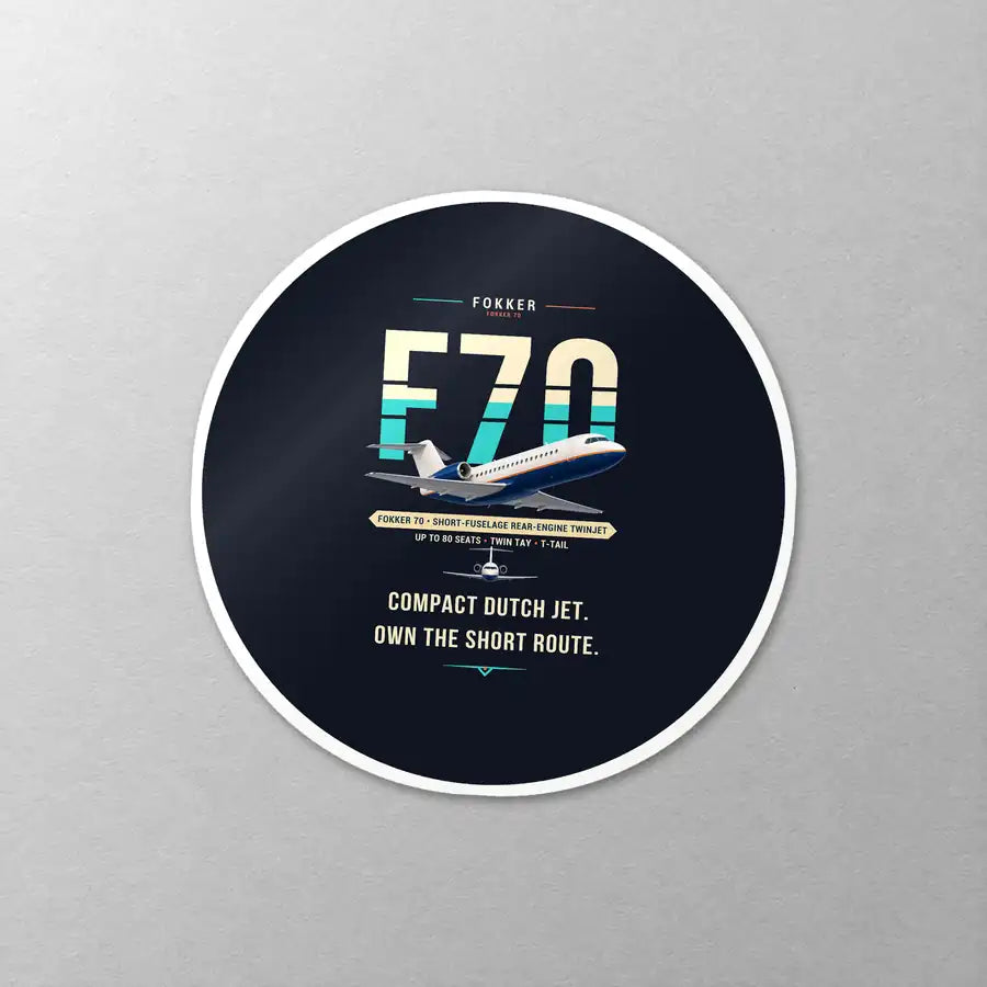 Fokker 70 - Original - Circle Sticker - Close-up