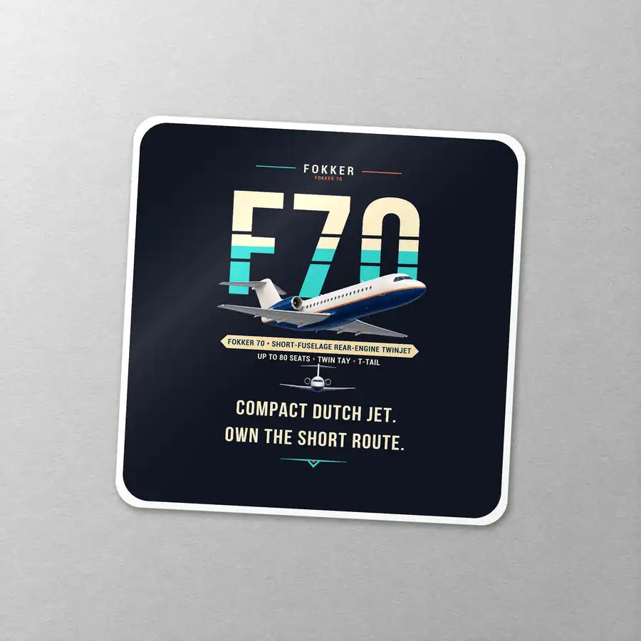 Fokker 70 - Original - Square Sticker - Close-up