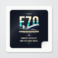 Thumbnail for Fokker 70 - Original - Square Sticker - Peel
