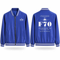 Thumbnail for Fokker 70 Stylish Jackets - Baseball Collar - Heritage - Royal Blue