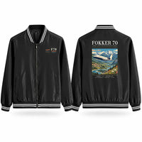 Thumbnail for Fokker 70 Stylish Jackets - Baseball Collar - Poster - Black