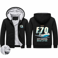 Thumbnail for Fokker 70 Zipped Sweatshirts - Cartoon - Black
