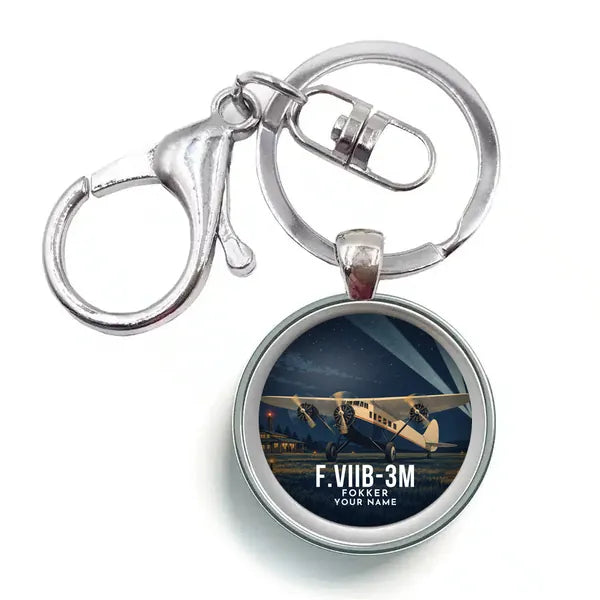 Fokker F.VIIb-3m - 3D + Name - Circle Key Chain - Full Print