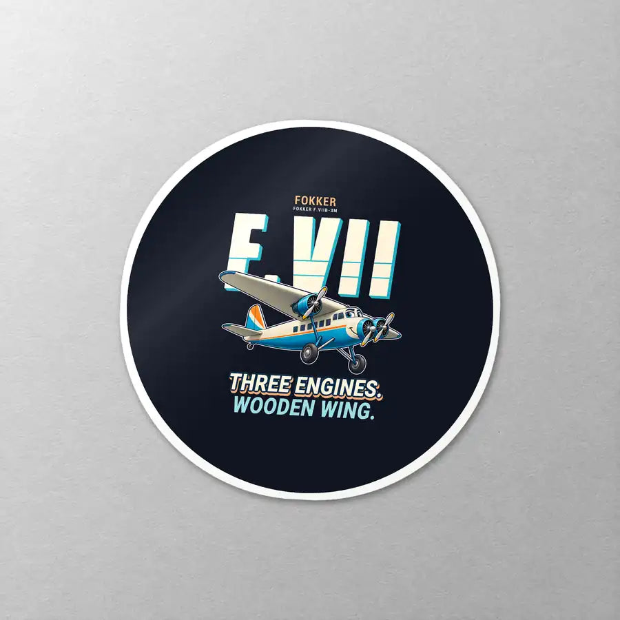 Fokker F.VIIb-3m - Cartoon - Circle Sticker - Close-up