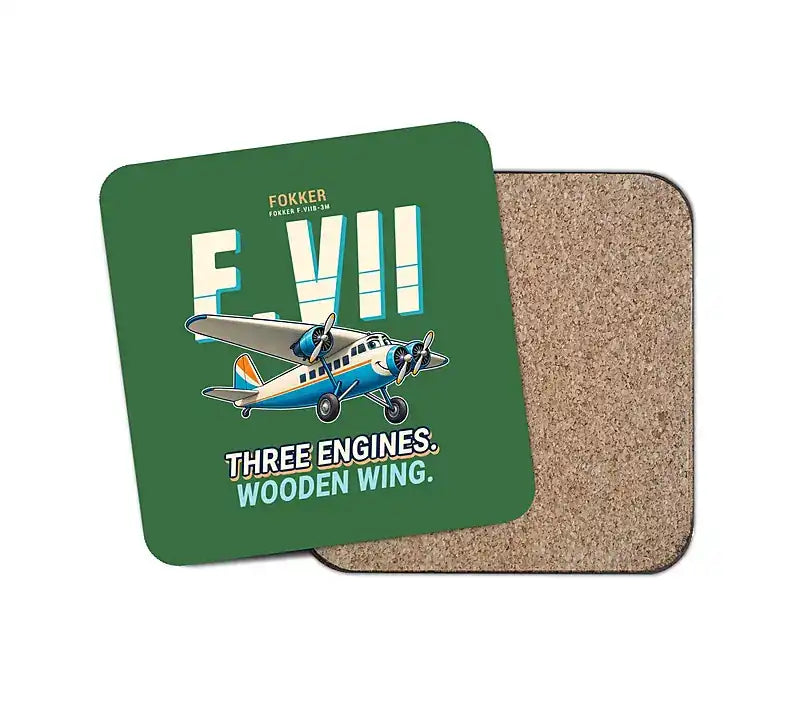 Fokker F.VIIb-3m - Cartoon - Coaster - Green