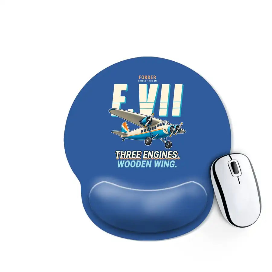 Fokker F.VIIb-3m - Cartoon - Ergonomic Mouse Pad - Blue
