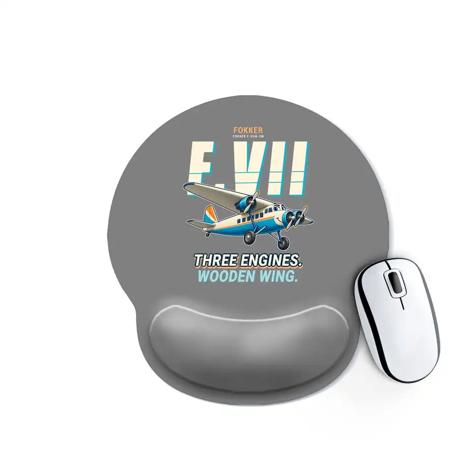 Fokker F.VIIb-3m - Cartoon - Ergonomic Mouse Pad - Gray